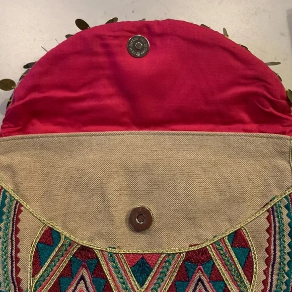 Vintage Embroidered Multicolored Bohemian Clutch Small Purse Bag - Picture 6 of 10